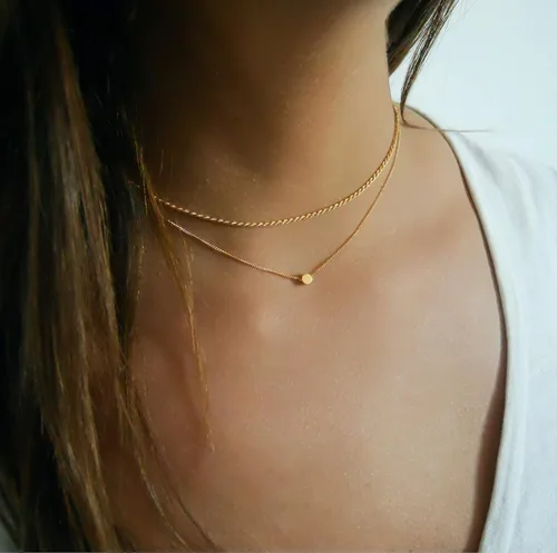 Miniatura 6 de Annika Bella Collar de cuentas pequeñas, collar de 14 pulgadas, gargantilla de cadena ajustable, gargantilla con dije de lunares, joyería de plata