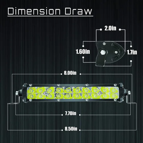Miniatura 2 de Barra de luz LED ámbar delgada, barra de luz de conducción todoterreno de 7 pulgadas, luces antiniebla de marcha atrás, 12 V-60 V, 60 W, 6000 lm