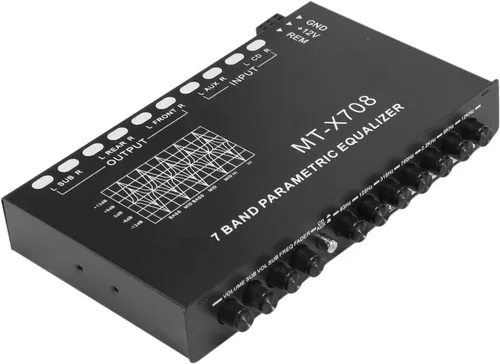 Miniatura 4 de Ecualizador de audio de coche de 7 bandas, amplificador de coche ajustable de 7 bandas ecualizador gráfico con interruptor de selección de entrada