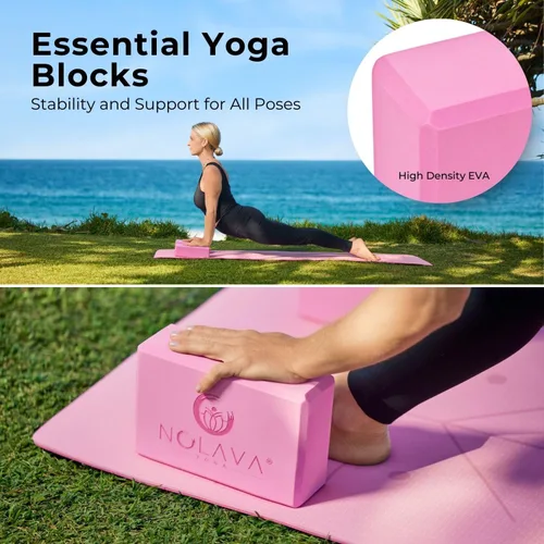 Miniatura 5 de NOLAVA Alfombrillas de Yoga y Juegos Completos – TPE, Antideslizante – Incluye Alfombrilla, Bloques, Correa y Más (Juegos de 6 o 7 Piezas) – Para