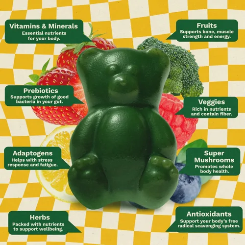 Miniatura 3 de Gruns Multivitamínico para niños, sin azúcar, superalimento Super Greens con 20 vitaminas y minerales, alfalfa, espirulina, clorella, fibra