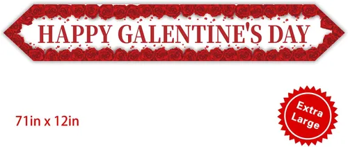Miniatura 2 de Crazy Man Galentine's Day - Camino de mesa para el día, diseño floral rojo, 36 x 72 pulgadas, algodón