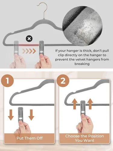 Miniatura 3 de COZYMOOD Paquete de 50 clips de terciopelo para colgar ropa de bebé