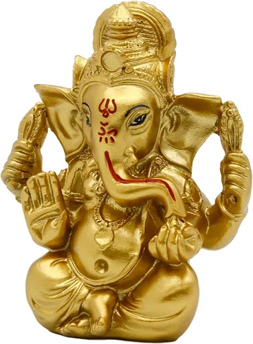 Miniatura 8 de alikiki Estatua de Dios indio Señor Ganesh – Dios hindú Golden Ganesha Figuras de ídolo para decoración de tablero de automóvil, regalo hindú indio