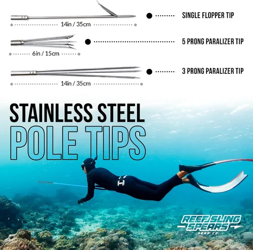 Miniatura 5 de Juego de Honda Hawaiana para Pesca con Lanza – Arpón de Pértiga de Fibra de Vidrio Portátil para Pesca Submarina con 3 Puntas Paralizadoras de 3