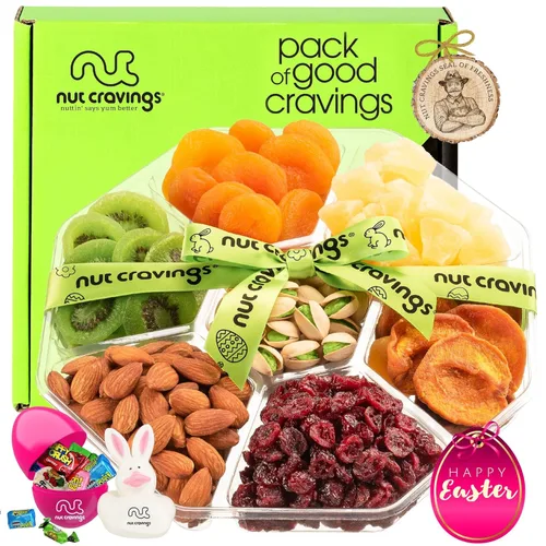 Miniatura 10 de Canastas para regalo de Pascua para adultos y niños, huevo lleno de dulces y conejito Plato con nueces gourmet (surtido de 7) Arreglo con golosinas