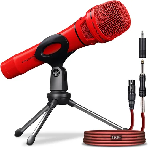 Miniatura 12 de Micrófono Dinámico - Micrófono Vocal Profesional para Cantar - Micrófono de Mano con Cable con Cable de Audio XLR de 16 ft a 1/4" - Micrófono