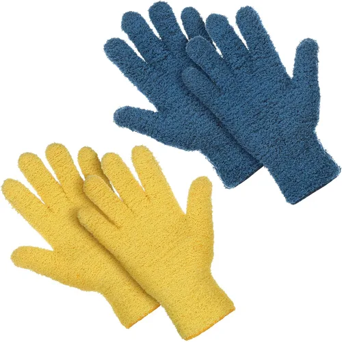 Miniatura 14 de Patelai 2 pares de guantes de microfibra para plantas, guantes de limpieza antipolvo, manoplas para el hogar, autos, persianas (azul, grande)