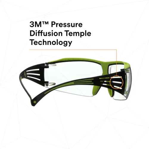 Miniatura 9 de 3M Gafas de seguridad, SecureFit 400X, ANSI Z87, lente transparente antivaho y antiarañazos, marco verde y negro, protector de cejas, ligero, puente
