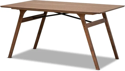 Miniatura 3 de Baxton Studio Harland - Juego de comedor de 7 piezas, tapizado de piel sintética gris y acabado marrón nogal, juego de comedor de 7 piezas