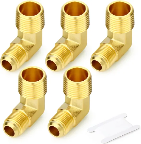 Miniatura 36 de GASHER Adaptador de codo de montaje de tubo de latón de 1/2 pulgada flare x 1/2 pulgada NPT macho Pipe