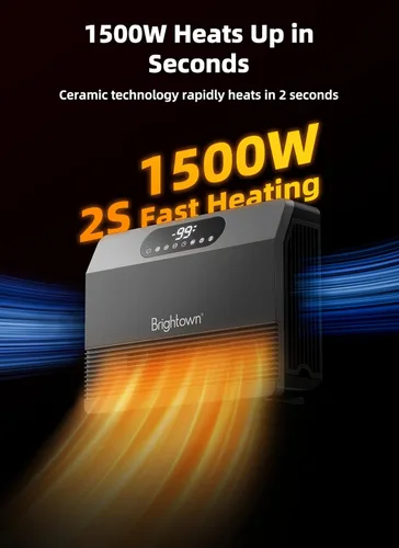 Miniatura 2 de Brightown Calentador de pared inteligente, calentador eléctrico para uso en interiores de 1500 W, 5 modos opcionales, termostato ajustable, 3-Gris
