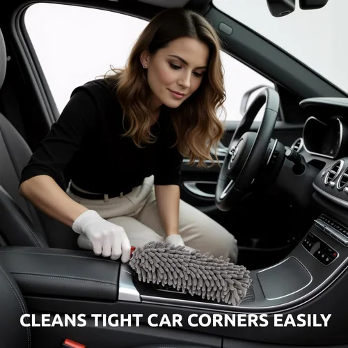 Miniatura 7 de Plumero para interior de coche por TAKAVU, dedos de microfibra de 360°, mango cómodo irrompible, libre de pelusas y arañazos, incluye paño