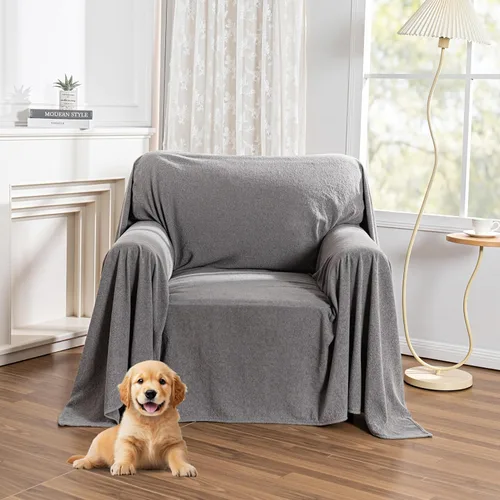Miniatura 27 de MYSKY HOME Fundas Negras para Sofá Seccional, Fundas de Sofá para Sofá de Dos Plazas, Fundas de Sofá para Perros, Funda de Sofá Lavable, Manta Funda