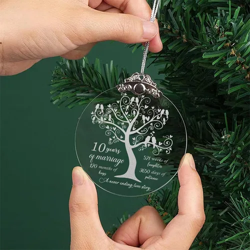 Miniatura 4 de Adorno de 10 años para él y ella, regalo de 10º aniversario de boda, 10º para pareja, 10 años para esposa, marido, adorno de Navidad de 3 pulgadas