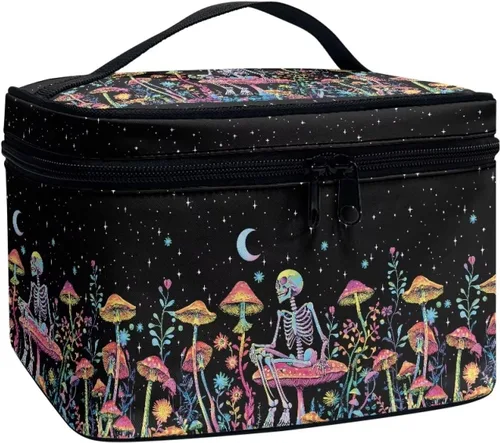 Miniatura 29 de 60S Groovy Hippie Flower Pink Pattern Travel Makeup Bags for Women Portable Tote Cosmetic Case with Carry Handle Toiletry Accessories Storage