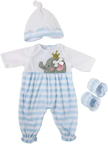 Miniatura 14 de JC Toys Berenguer Boutique Traje de muñeca bebé Vestido de rayas rosas con falda de tul, pantalones cortos, diadema y botines, se adapta a