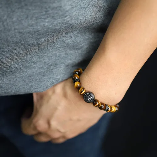 Miniatura 3 de COAI Pulsera de león con cuentas de piedra para hombres y mujeres, Piedra
