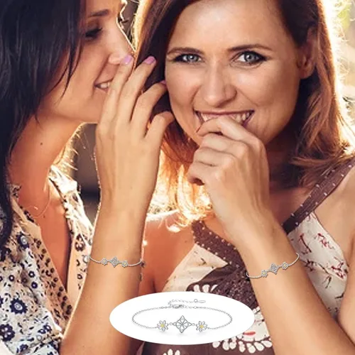 Miniatura 6 de Midir&Etain Pulseras de protección de margaritas con nudo de brujas para mujer, pulsera celta, Nudo De Bruja Plata 925, pulsera original de buena