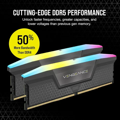 Miniatura 3 de CORSAIR VENGEANCE RGB DDR5 64 GB (2 x 32 GB) DDR5 5600 MHz CL40 AMD EXPO Intel XMP iCUE Memoria de computadora compatible - Gris