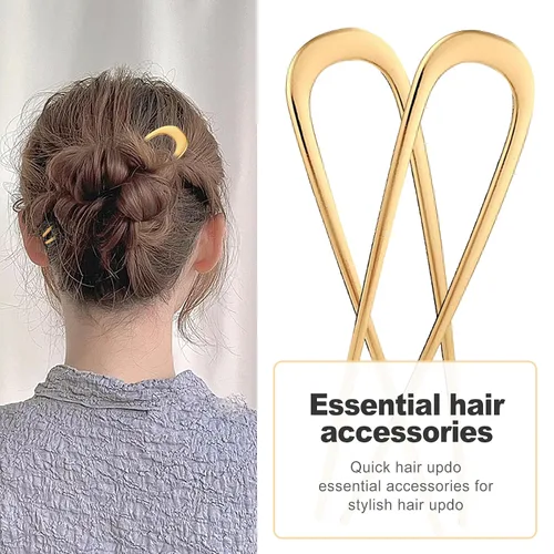 Miniatura 3 de Paquete de 2 horquillas francesas para el cabello, alfileres de metal, horquillas en forma de U para moños, moños, peinados de boda y nudos