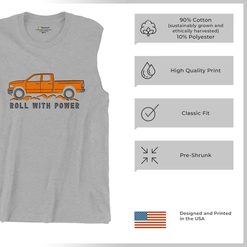 Miniatura 155 de Tee Hunt Camisetas gráficas y camisetas sin mangas para hombre Roll with Power Pickup Truck