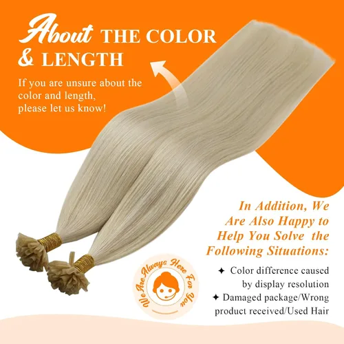 Miniatura 6 de Sunny Hair - Extensiones de cabello humano rubio U-tip, extensiones de cabello Remy, color rubio platinado, extensiones de cabello humano real, 22