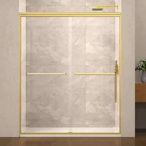 Miniatura 16 de ENSO SENKA 44-48" W x 72" H Puerta de ducha corrediza semi-sin marco, vidrio templado transparente tratado y fácil de limpiar, acabado negro mate