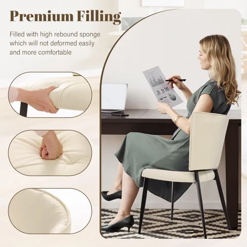Miniatura 3 de Homcosan Juego de 2 sillas de comedor, modernas sillas de cocina con asiento acolchado tapizado y patas de metal, fácil montaje, sillas de comedor