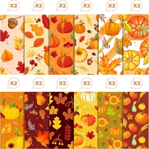Miniatura 3 de Bloc de papel de 24 hojas con tema de Acción de Gracias, papel decorativo de doble cara de 12 x 12 pulgadas, papel de patrón de otoño, paquete