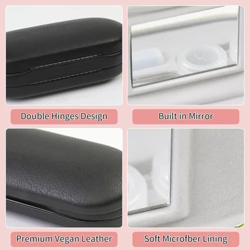 Miniatura 4 de Estuche 2 en 1 para Lentes de Contacto y Anteojos para Mujeres, Hombres y Niños, Estuche Duro Portátil de Doble Cara para Anteojos de Viaje