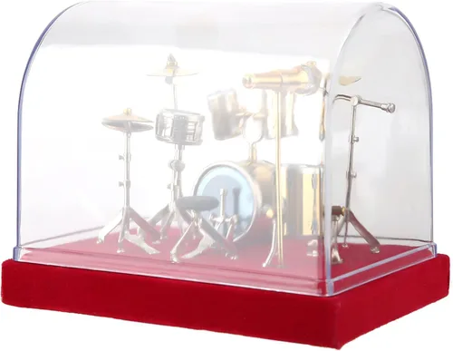 Miniatura 3 de Eujgoov Kit de batería en miniatura, escala 1:12, retro, oro, cobre, mini instrumento musical para escritorio, oficina, decoración, regalo