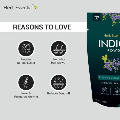 Miniatura 2 de Herb Essential 100% puro 3.52 onzas, polvo índigo para tinte para el cabello, orgánicamente natural, sin conservantes ni OMG, kit de coloración