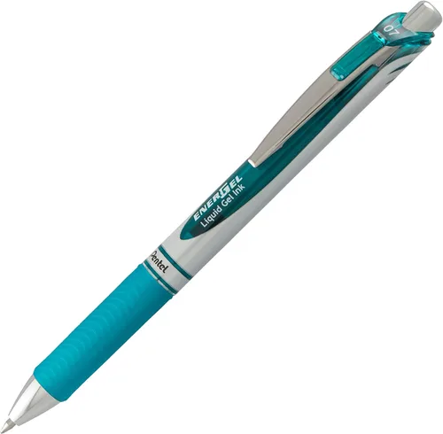 Miniatura 3 de Pentel EnerGel RTX - Bolígrafo retráctil de gel líquido, punta de metal, paquete de 12 unidades, (0.7 mm), línea media, azul turquesa, caja de 12