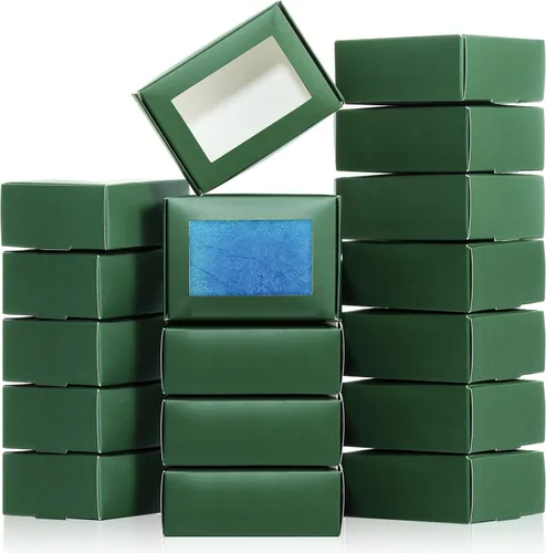 Miniatura 22 de Zonon 30 cajas de jabón para embalaje casero, mini cajas de papel kraft con ventana para panadería, dulces, jabón, embalaje de regalo