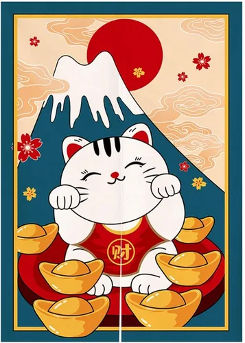 Miniatura 10 de Cortina japonesa Noren para puerta, tapiz Koinobori y cortina de puerta ondulada Ukiyoe para decoración del hogar, 29 x 35 pulgadas