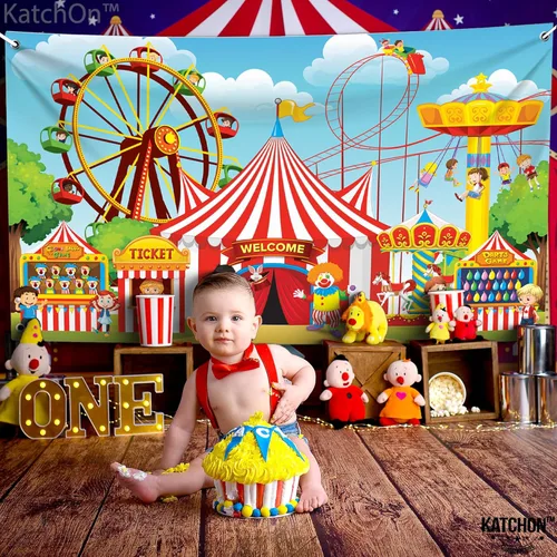 Miniatura 8 de KatchOn, Fondo de carnaval extragrande para juegos de carnaval - 72 x 44 pulgadas Decoraciones de fiesta temática de carnaval Decoraciones