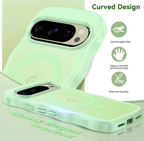 Miniatura 2 de BENTOBEN Magnetic for Google Pixel 10 Case Cute, Curly Wavy Pixel10 Case [Compatible with MagSafe], Anti-Slip Shockproof Matte Slim Women Girls Boys