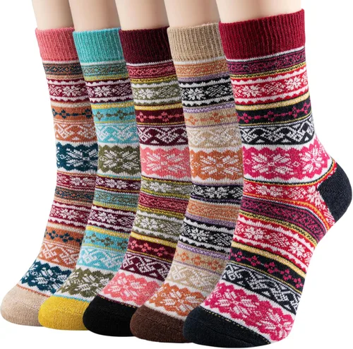 Nimalpal 5 pares de calcetines de lana Calcetines de lana para mujeres y hombres, calcetines de botas suaves calcetines de invierno para senderismo