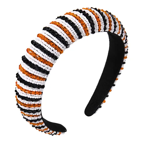 Miniatura 16 de NVENF Diademas para el día del partido, diadema de fútbol para mujer, con cuentas de cristal y cuentas azules y blancas, accesorios de fútbol