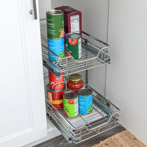 Miniatura 2 de Household Essentials Glidez Organizador de almacenamiento multiusos de acero cromado extraíble/deslizante para uso debajo del gabinete - Diseño de 2