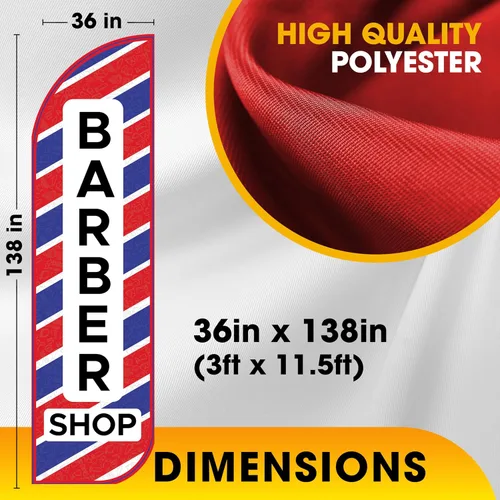 Miniatura 2 de OnPoint Wares Banderas de Barber Shop King – Paquete de 2 Banderas de publicidad exterior de 3 pies x 11.5 pies para negocios de peluquería