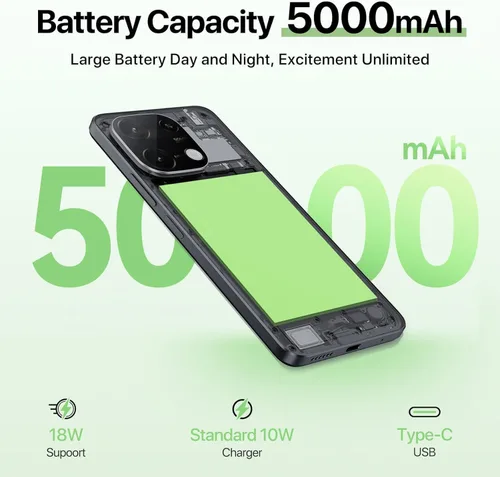 Miniatura 5 de UMIDIGI Teléfono celular desbloqueado G9C Android 14, Octa-core 12GB +128GB Expandir 1TB teléfono inteligente desbloqueado, 6.75 pulgadas HD+ 90Hz