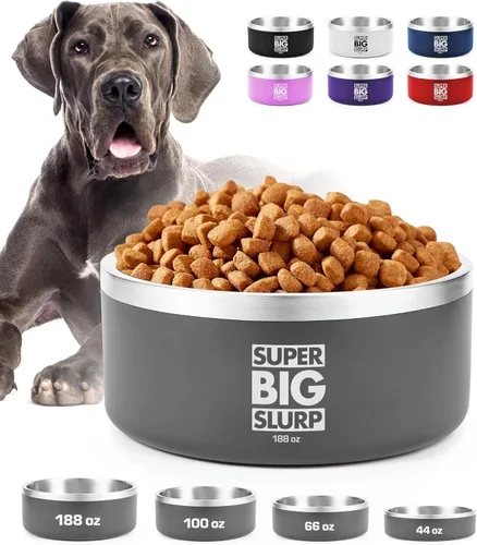 Miniatura 32 de Tuff Pupper Cuenco de acero inoxidable aislado resistente de 100 onzas para perros grandes, base antideslizante, apto para lavavajillas Rosa Punch