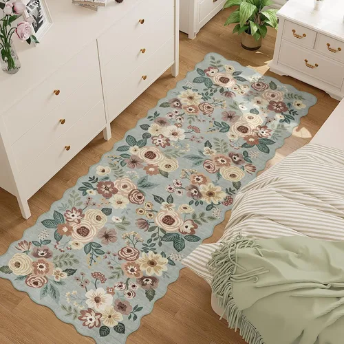 Miniatura 115 de DUKINO Alfombra de área de 6 x 9 pies, alfombra floral para sala de estar, ligera, antideslizante, lavable, alfombra de interior de pelo bajo