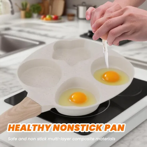 Miniatura 5 de Topyond Sartén para tortilla de huevos, sartén antiadherente para panqueques de 4 tazas, sartén para huevos, panqueques, crepes, compatible
