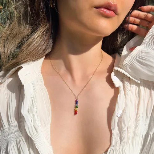 Miniatura 5 de I AM SERIES - Collar de piedras preciosas genuinas y metal semiprecioso 7 chakras
