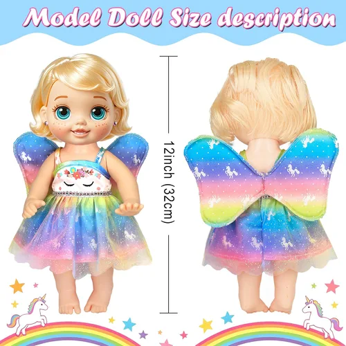 Miniatura 3 de ebuddy 10 juegos de ropa de muñeca de bebé viva, ropa y accesorios para muñecas de 10 pulgadas, muñecas de bebé de 12 pulgadas