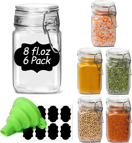 Miniatura 12 de ComSaf Tarros herméticos de vidrio con tapas de 0.6 galones, juego de 3, recipiente de almacenamiento de alimentos cuadrado con sello