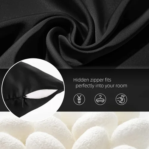 Miniatura 6 de Fundas de almohada de seda para cabello y piel, de seda de morera, suave, transpirable, de ambos lados, de seda natural, con cremallera, 1 paquete